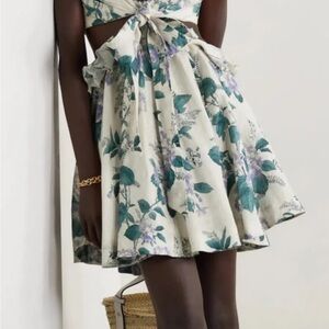 Zimmermann Floral Mini Dress in Cream and Green